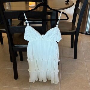 Lulu's Ivory Layered Pleated Dress